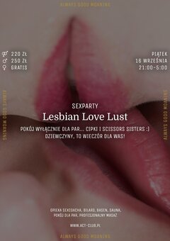 16 września - LESBIAN LOVE LUST - SexParty w ACT!