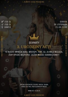26 LISTOPADA 2022 - TRZECIE URODZINY ACT! - SexParty