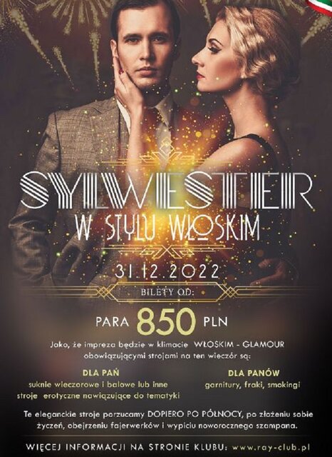 31.12.2022r. ★ SYLWESTER 2022/2023 W KLUBIE RAY ★ 20:00-04:0 - RayClub