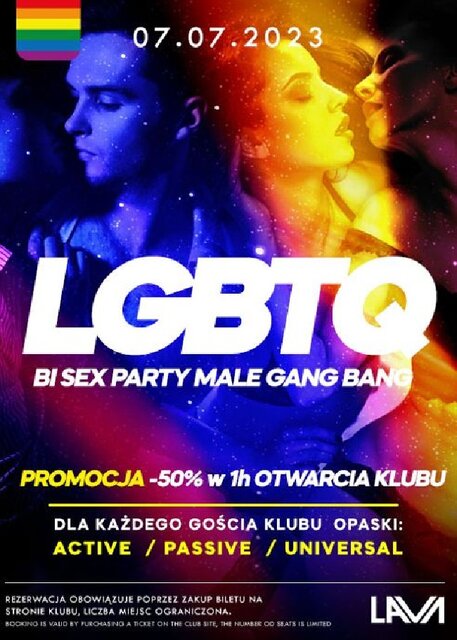 07.07.2023r. PIĄTEK - LGBTQ+ BI SEX PARTY - MALE GANG BANG - 20 - LavaClub