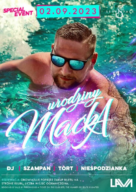 02.09.2023r. SOBOTA - URODZINY BOSSA MAĆKA - 20:00 - 04:00 - LavaClub
