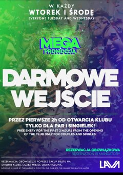 MEGA PROMOCJA WE WTORKI I ŚRODY DLA PAR I SINGIELEK !