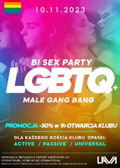 10.11.2023r. PIĄTEK - LGBTQ+ BI SEX PARTY - MALE GANG BANG - PR
