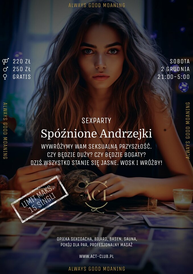 2 GRUDNIA - Spóźnione Andrzejki - SexParty - ACTSwingersClubWarszawa