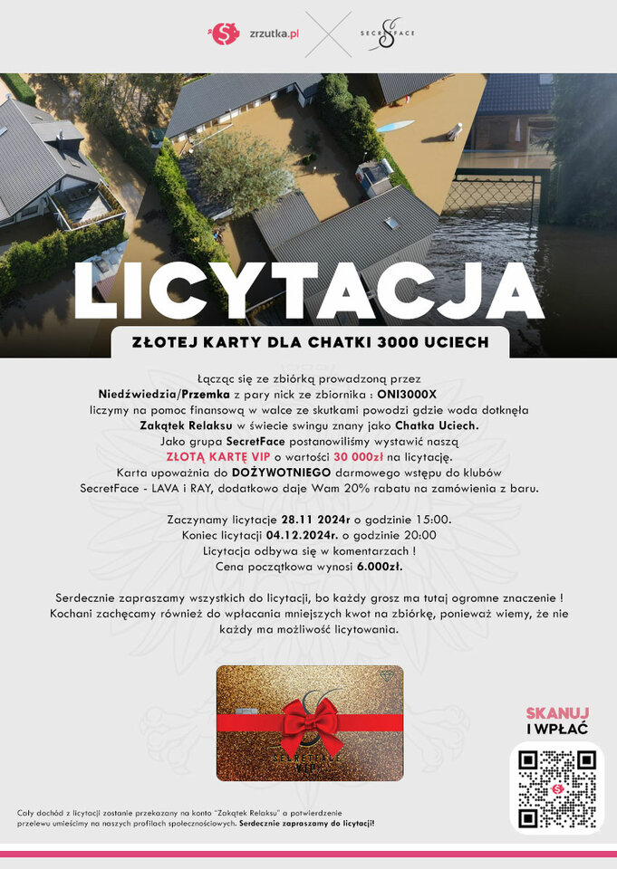 LICYTACJA ZŁOTEJ KARTY DLA CHATKA 3000 UCIECH - LavaClub