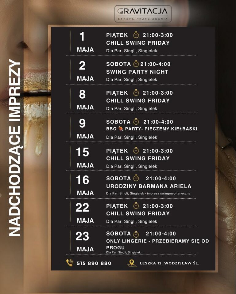 NADCHODZĄCE WYDARZENIA - M A J - ClubGravitacja