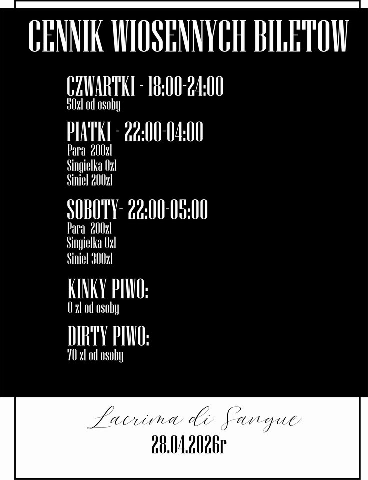 NOWY CENNIK - LaCrimadiSangue